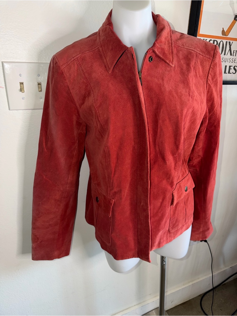 Alfani Women's Red Suede Zip Jacket